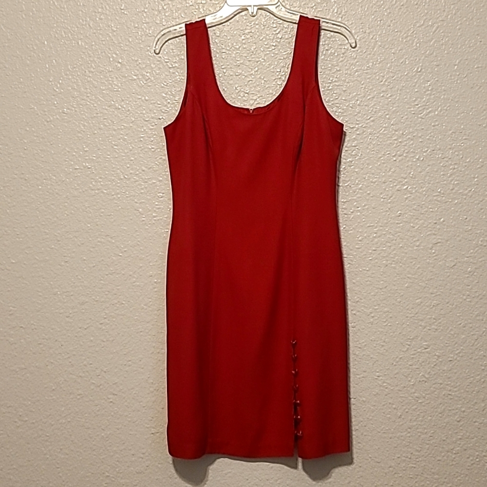Vintage Womans Red CDC Sleeveless Dress with Long Sleeve Jacket Size 8 - Picture 3 of 10